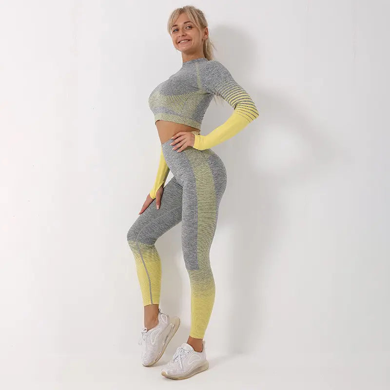 Seamless Hollow Yoga Set with High-Waisted Leggings