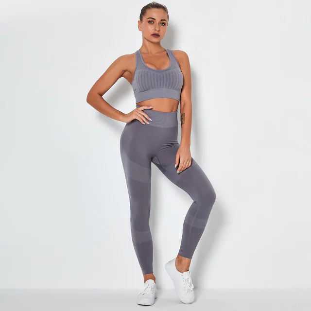 2-Piece Seamless Yoga Set with High-Waisted Leggings