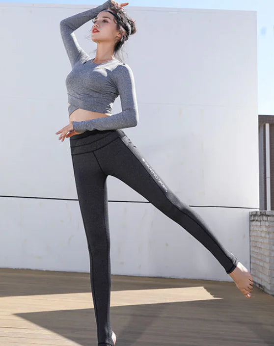 Women's Long Sleeve Cross Yoga Top - Quick-Dry Fitness Shirt