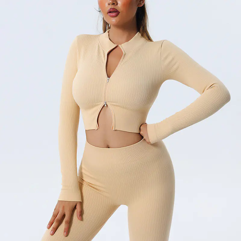 Women's Quick-Dry Fitness Set with Long Sleeve Top & Pants