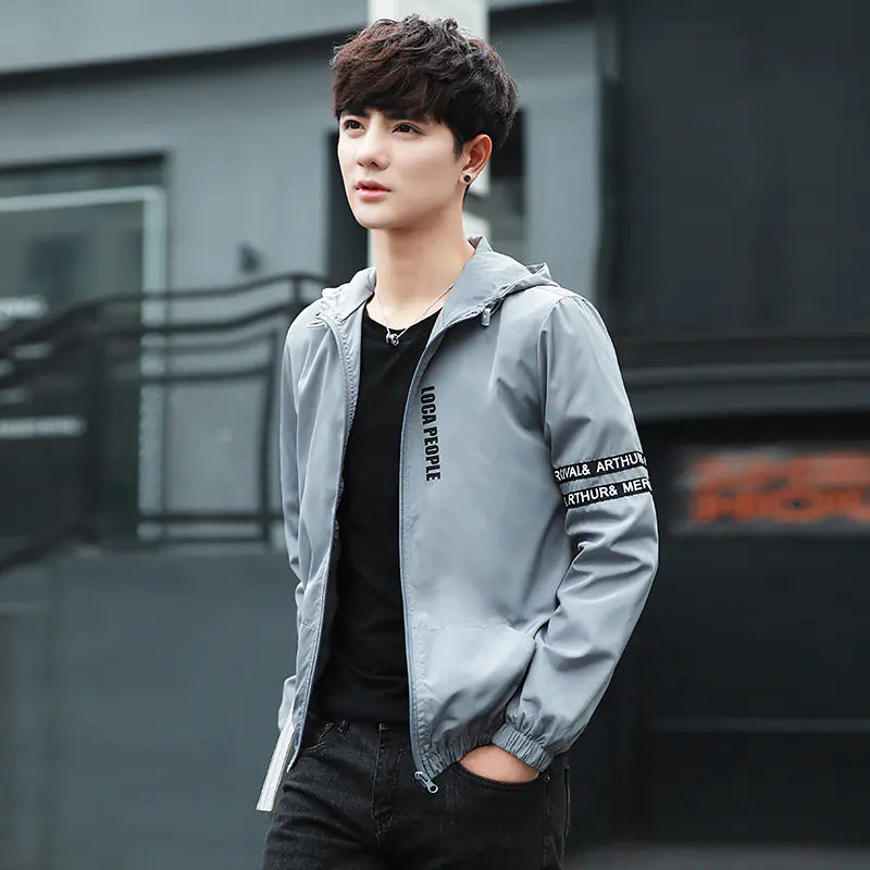 Men's Spring Autumn Hoodie Printed Jacket (Korean Style)