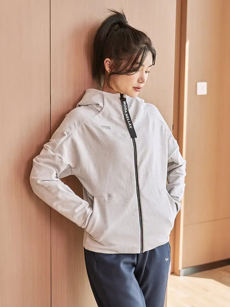 Women's Quick Dry Fitness Jacket with Hooded Long Sleeve
