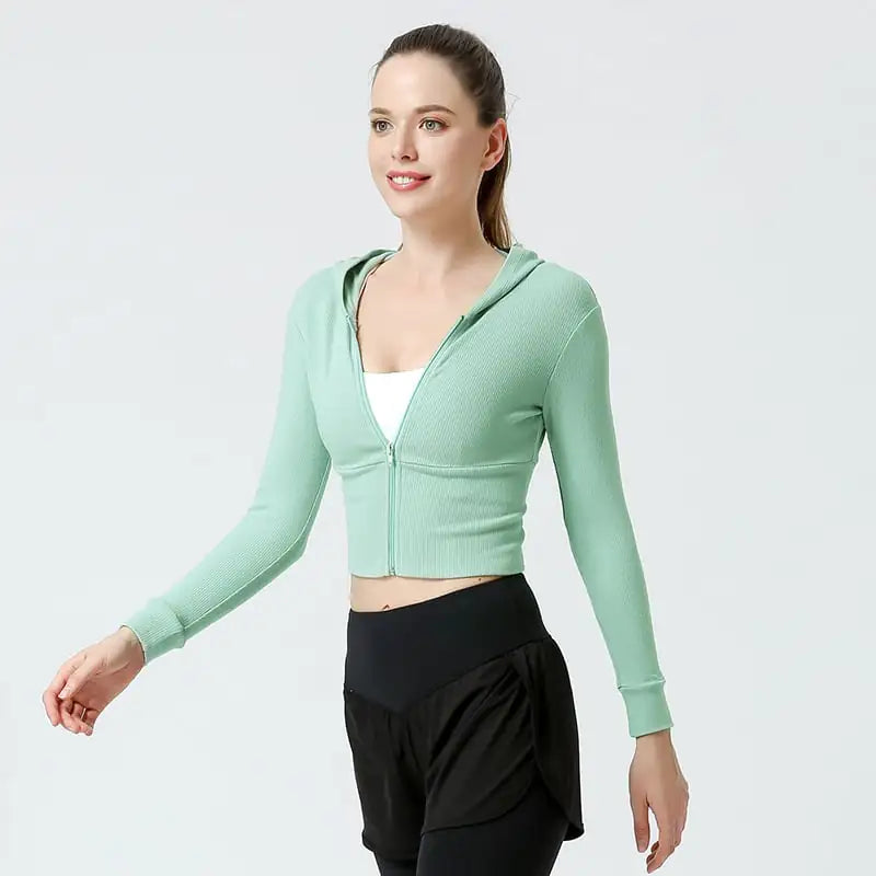 Tight Long Sleeve Zipper Jacket for Yoga and Running