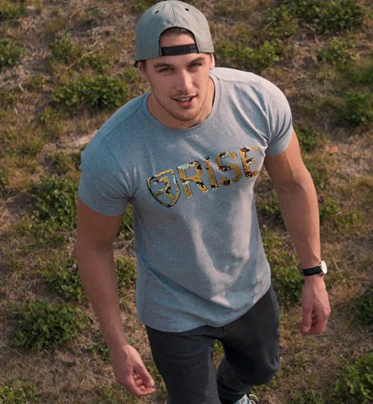 Rise Men's Cotton Graphic Workout T-Shirt (Short Sleeve)