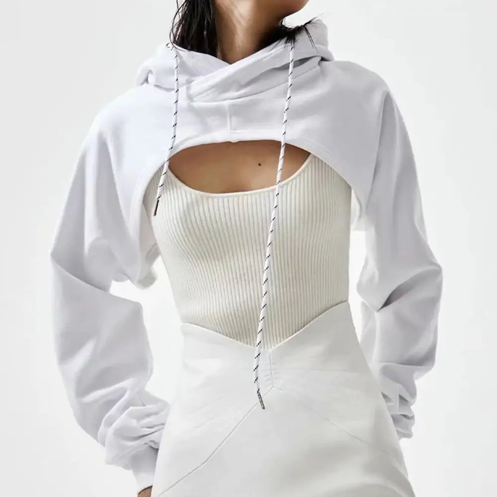 Cropped Hooded Long Sleeve Sweatshirt