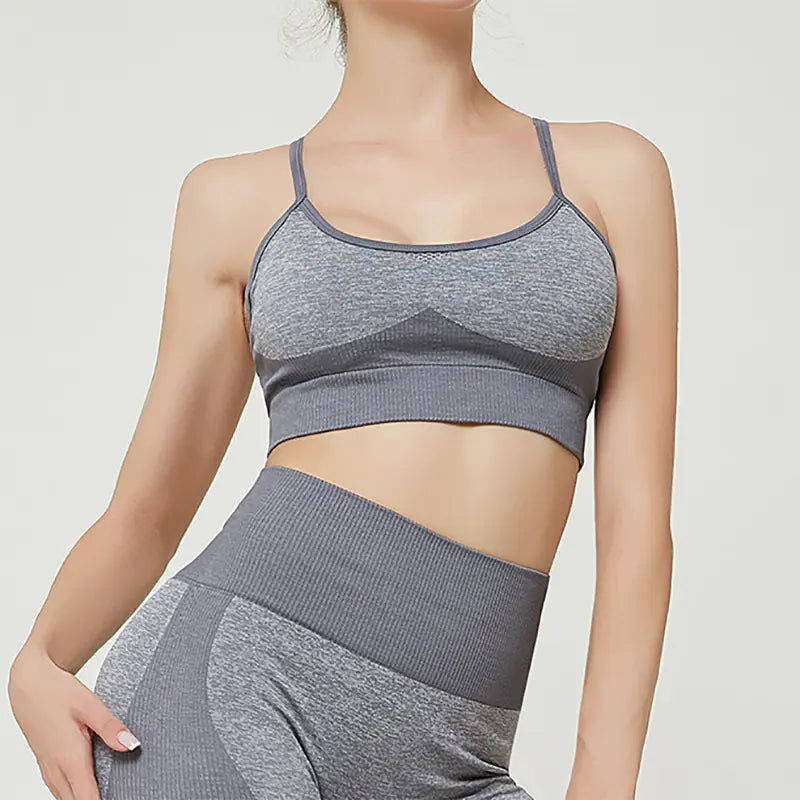 Women's Seamless Yoga Tank Top and Sports Bra Set