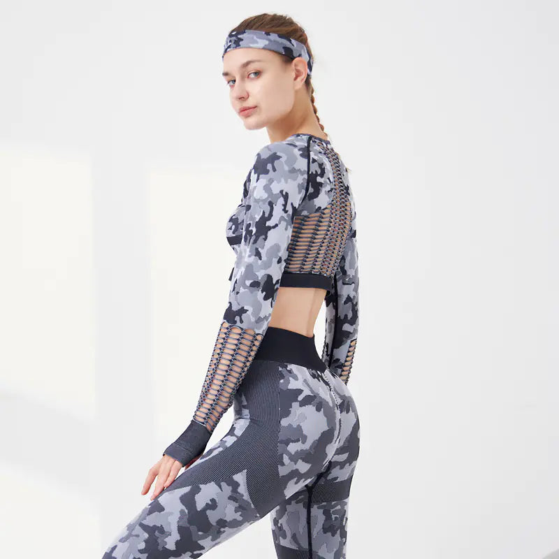 Camouflage Yoga Set for Women - Seamless Fitness Outfit
