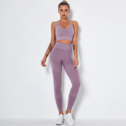 2-Piece Seamless Yoga Set with High-Waisted Leggings