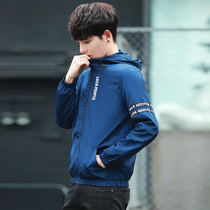 Men's Spring Autumn Hoodie Printed Jacket (Korean Style)