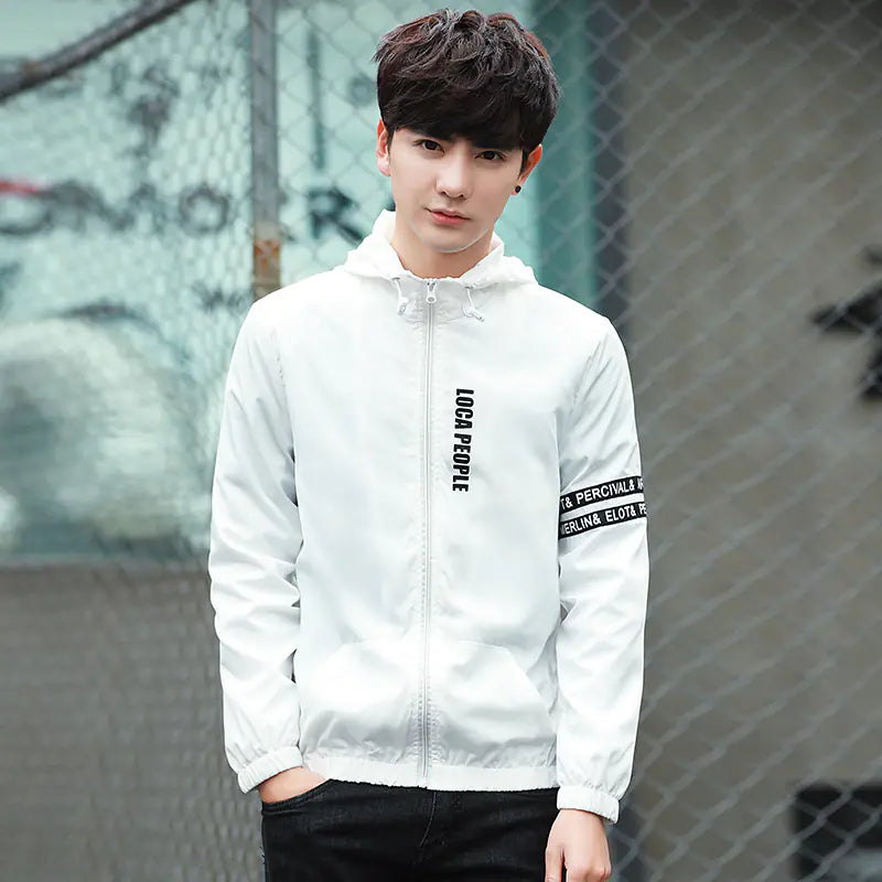 Men's Spring Autumn Hoodie Printed Jacket (Korean Style)