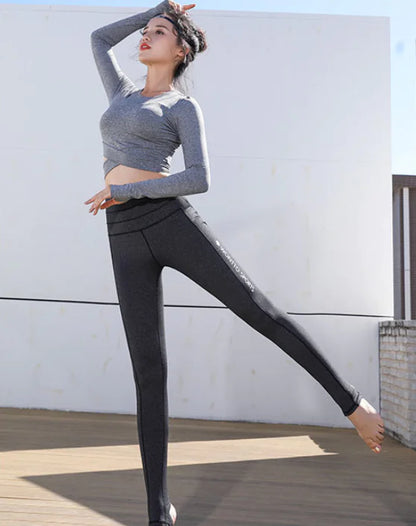 Women's Long Sleeve Cross Yoga Top - Quick-Dry Fitness Shirt