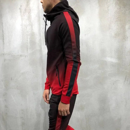 Men's Gradient Zip-Up Hoodie Casual Sportswear Set