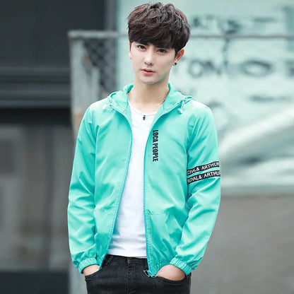 Men's Spring Autumn Hoodie Printed Jacket (Korean Style)