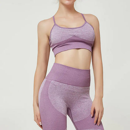 Women's Seamless Yoga Tank Top and Sports Bra Set