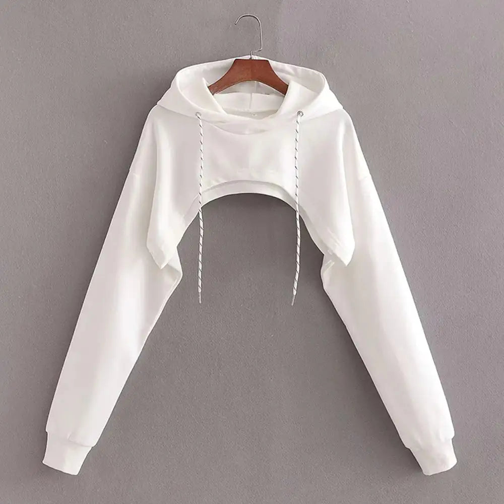 Cropped Hooded Long Sleeve Sweatshirt