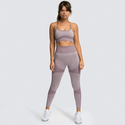 Women's Seamless Yoga Tank Top and Sports Bra Set