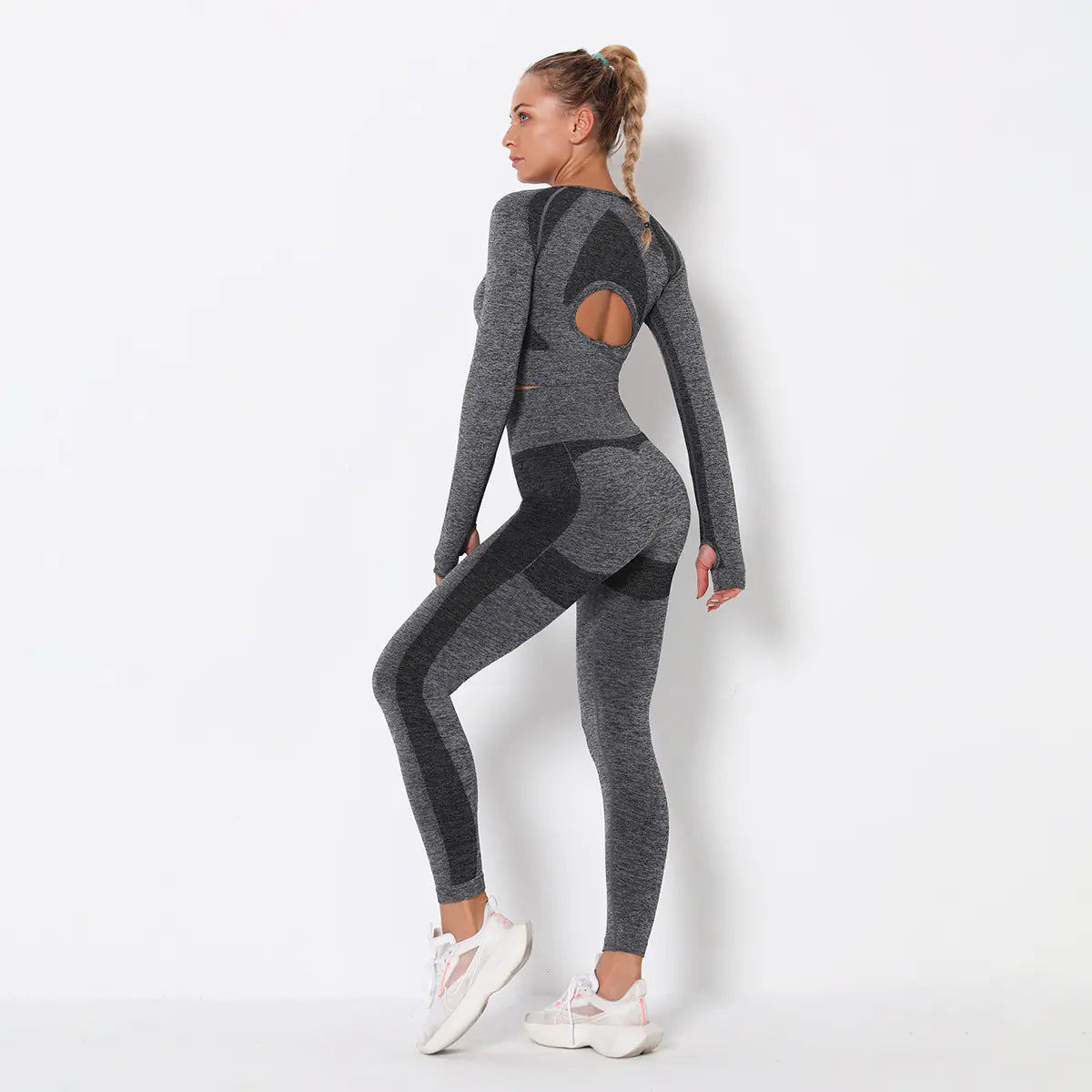 Seamless Hollow Yoga Set with High-Waisted Leggings
