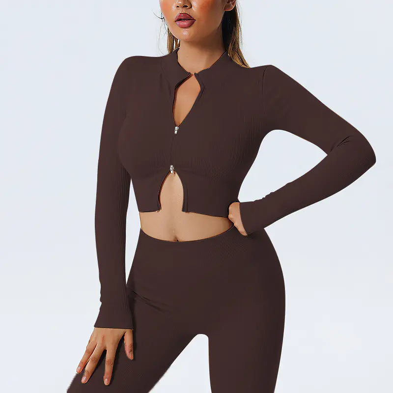 Women's Quick-Dry Fitness Set with Long Sleeve Top & Pants