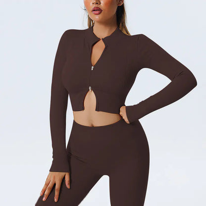 Women's Quick-Dry Fitness Set with Long Sleeve Top & Pants