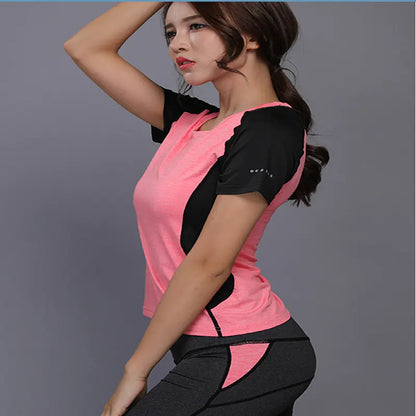Women's Yoga T-Shirt - Short Sleeve Quick-Dry Fitness