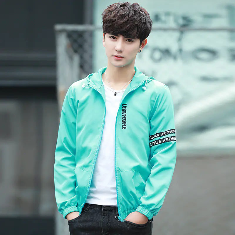 Men's Spring Autumn Hoodie Printed Jacket (Korean Style)