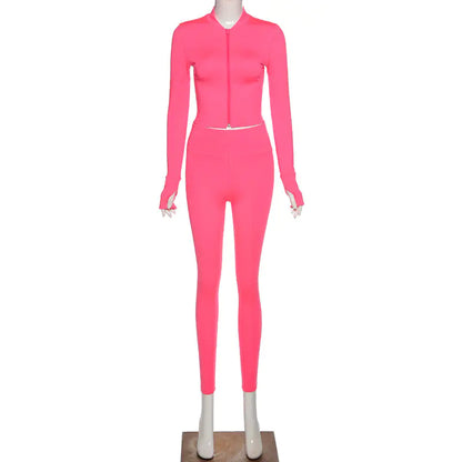 Women's Quick-Dry Fitness Set with Long Sleeve Top & Pants