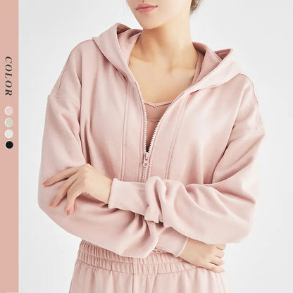 Women's Short Sleeve Hooded Fitness Jacket for Yoga