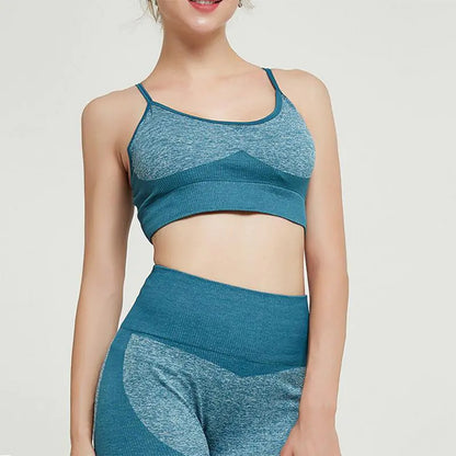 Women's Seamless Yoga Tank Top and Sports Bra Set