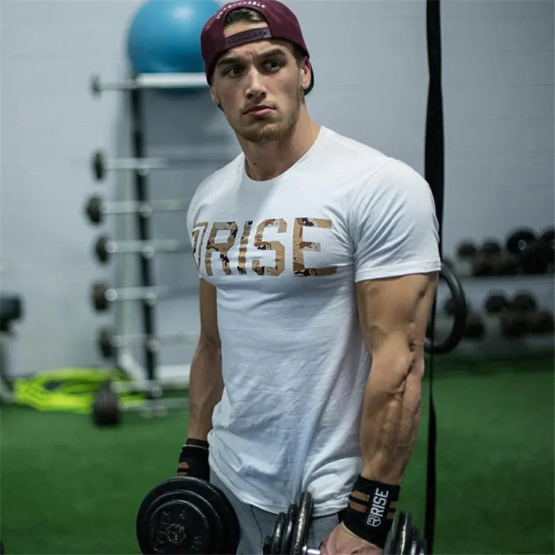 Rise Men's Cotton Graphic Workout T-Shirt (Short Sleeve)