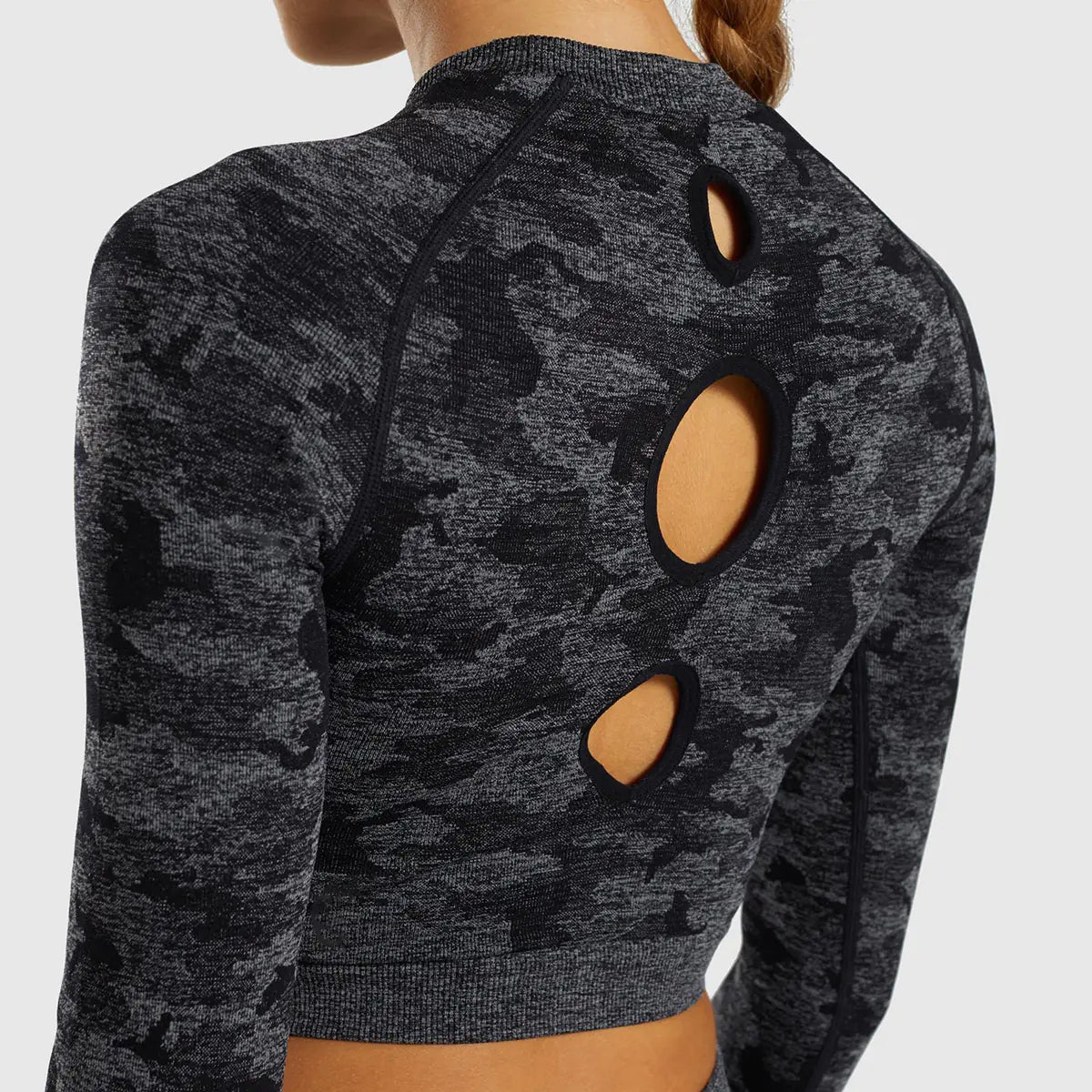 Shark Camouflage Seamless Long Sleeve Workout Top