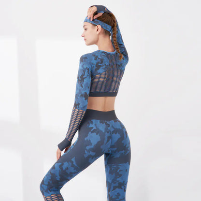Camouflage Yoga Set for Women - Seamless Fitness Outfit