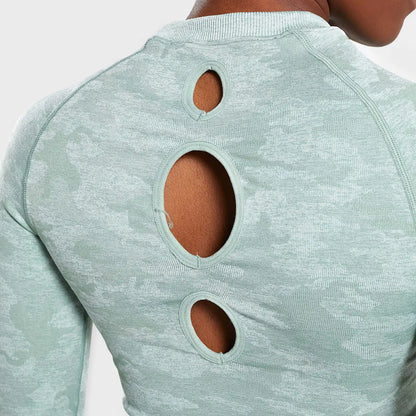 Shark Camouflage Seamless Long Sleeve Workout Top