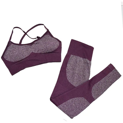Women's Seamless Yoga Tank Top and Sports Bra Set