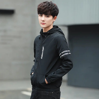 Men's Spring Autumn Hoodie Printed Jacket (Korean Style)