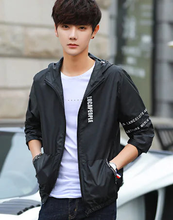 Men's Spring Autumn Hoodie Printed Jacket (Korean Style)