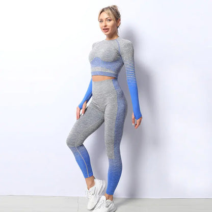 Seamless Hollow Yoga Set with High-Waisted Leggings