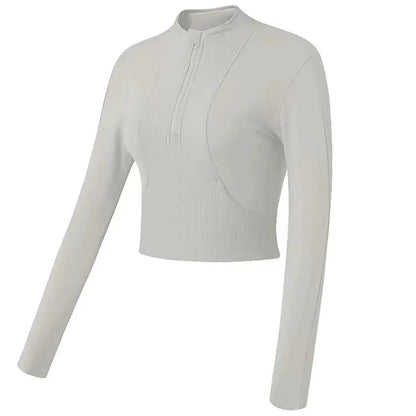 Slim Fit Long Sleeve Half-Zip Yoga Jacket for Women